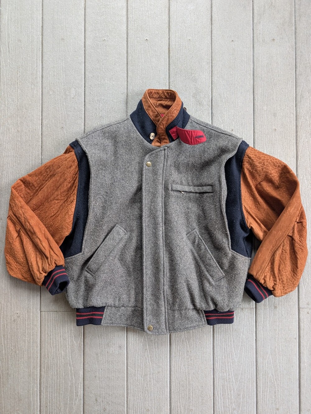 Vintage Gant Wool Leather Bomber Jacket